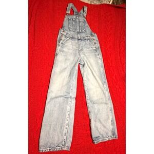 Gap Kids Denim Overalls Light Wash Wide Leg Blue Cotton Dungarees Size L 10